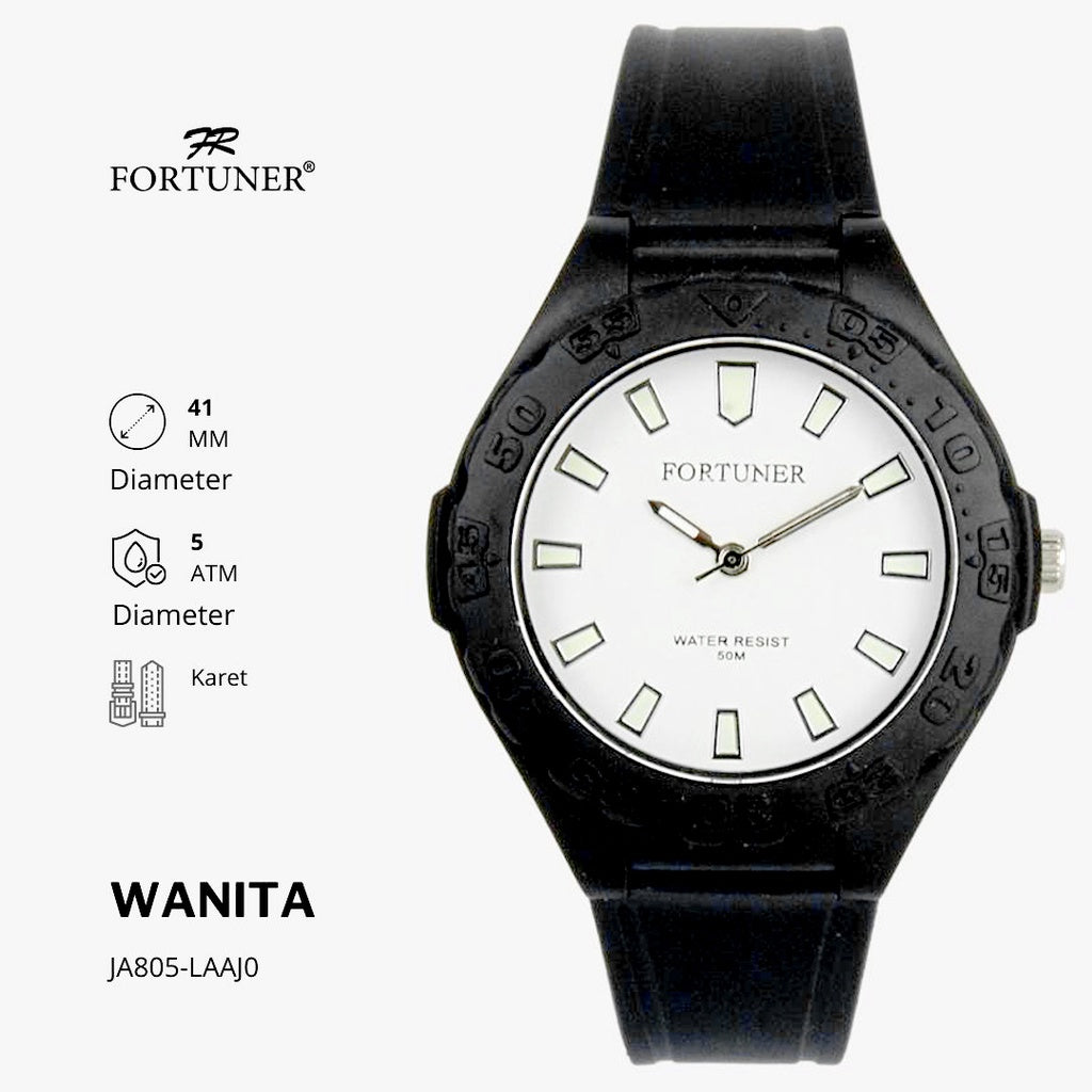 Fortuner Jam Tangan Analog Pria-Wanita Water Resistant Rubber Pearl