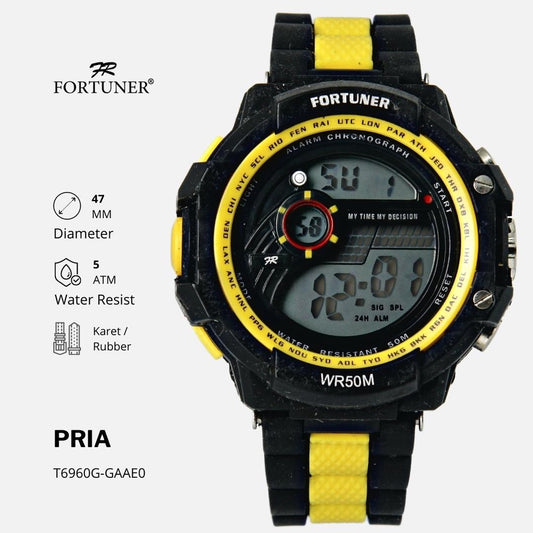 Fortuner Jam Tangan Pria Sport Digital Alarm Chrono Karet Tahan Air Marques