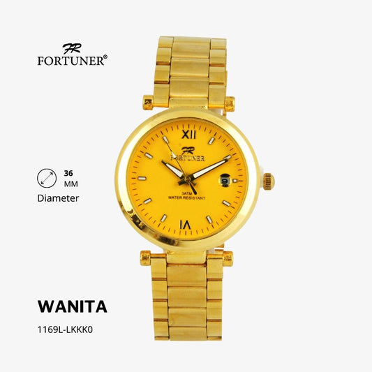 Fortuner Jam Tangan Fashion Wanita Analog Water Resistant Rantai Stainless Silver Gold  Hitam Yihana