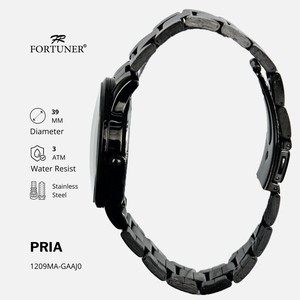 Fortuner Jam Tangan Analog Pria Hitam Water Resistant Adam