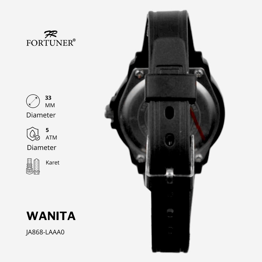 Fortuner Jam Tangan Analog Pria-Wanita Water Resistant Rubber Waldena