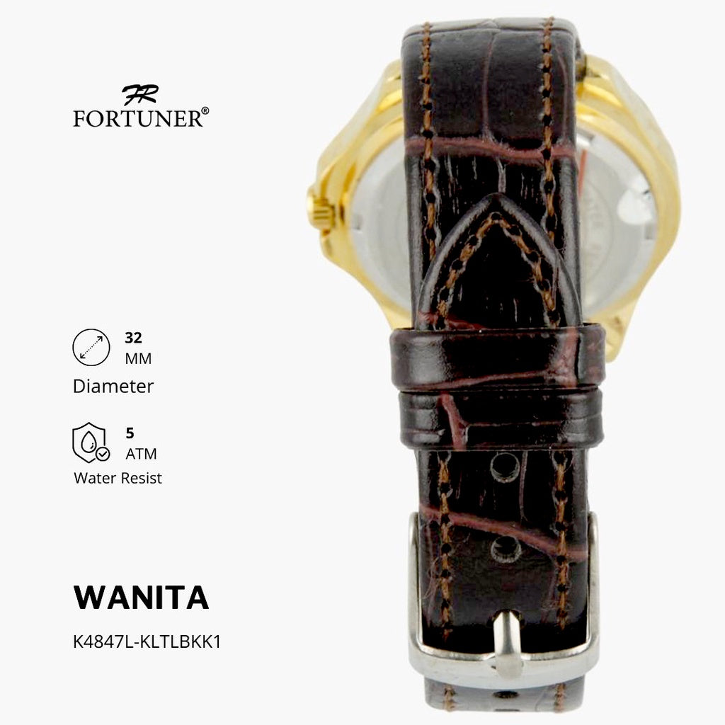 Fortuner Jam Tangan Analog Wanita Kulit Water Resistant Chrono Off Yosline