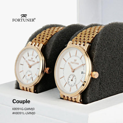 Fortuner Jam Tangan Couple Analog RoseGold White Water Resist Astroo