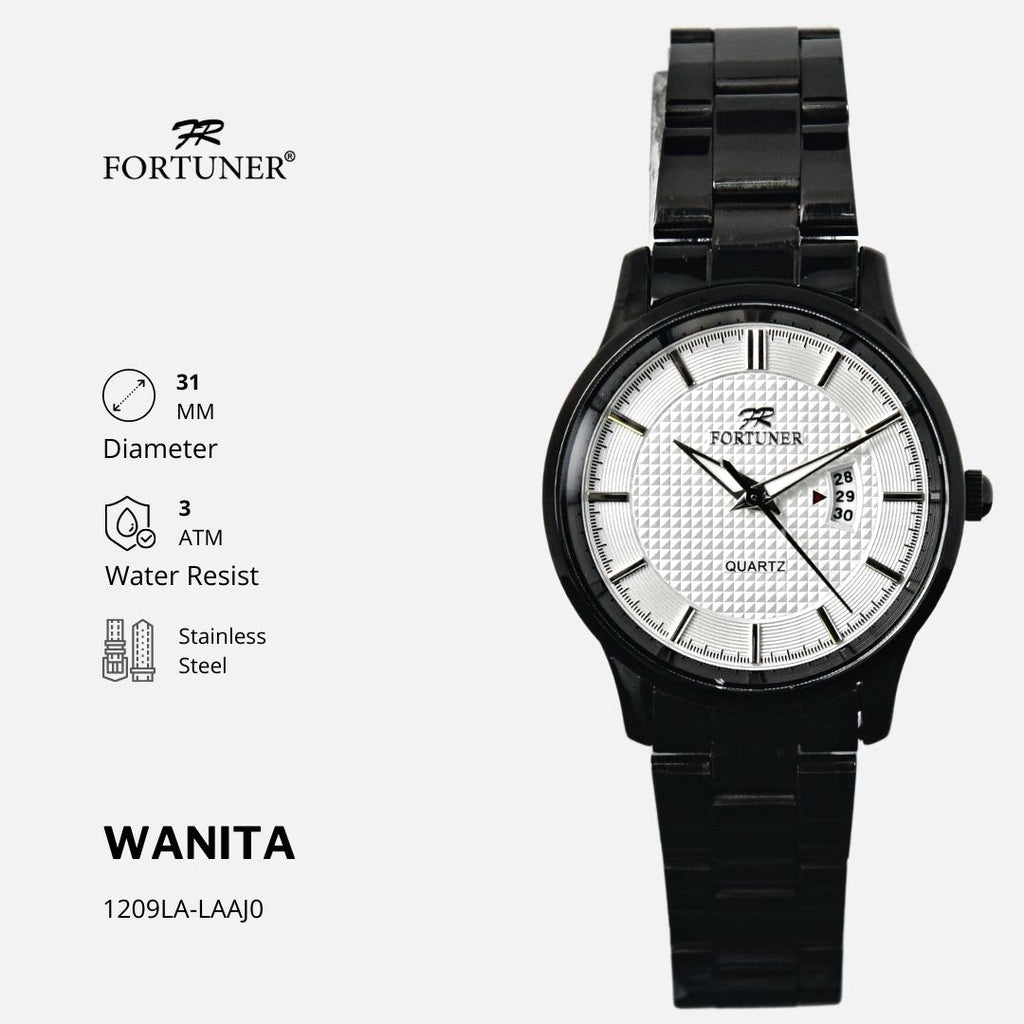 Fortuner Jam Tangan Analog Pria Hitam Water Resistant Adam