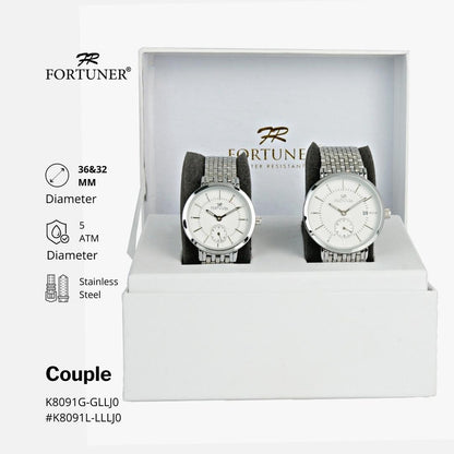 Fortuner Jam Tangan Couple Analog Rantai Anti Air Sojourner