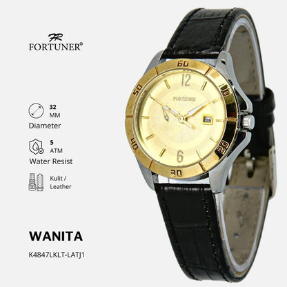 Fortuner Jam Tangan Analog Wanita Kulit Water Resistant Chrono Off Yosline