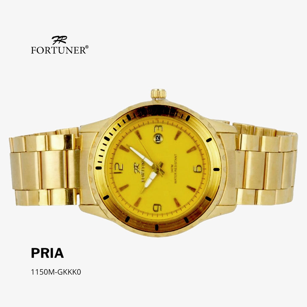 Fortuner Jam Tangan Analog Pria Water Resistant Rantai Stainless Gold Horacio