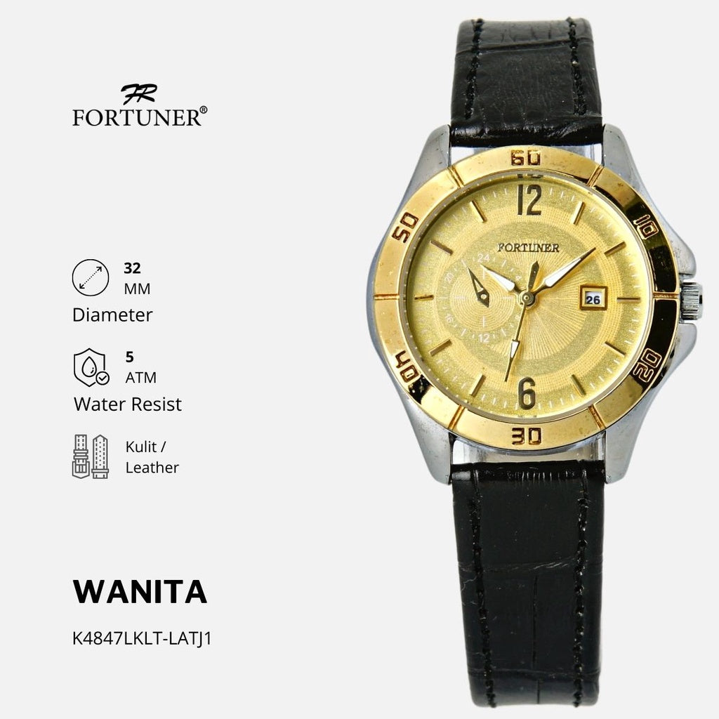 Fortuner Jam Tangan Analog Wanita Kulit Water Resistant Chrono Off Yosline