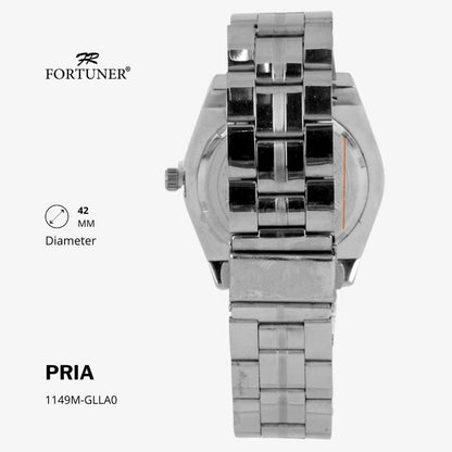 Fortuner Jam Tangan Fashion Pria Analog Water Resistant Rantai Stainless Silver Gold Hillel