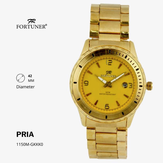 Fortuner Jam Tangan Analog Pria Water Resistant Rantai Stainless Gold Horacio