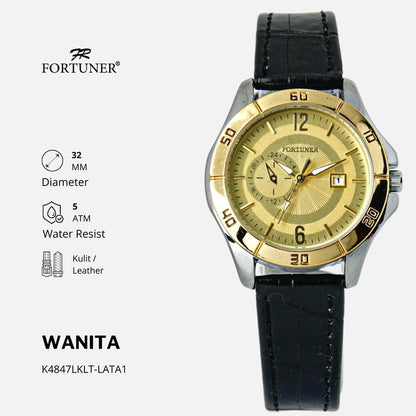 Fortuner Jam Tangan Analog Wanita Kulit Water Resistant Chrono Off Yosline