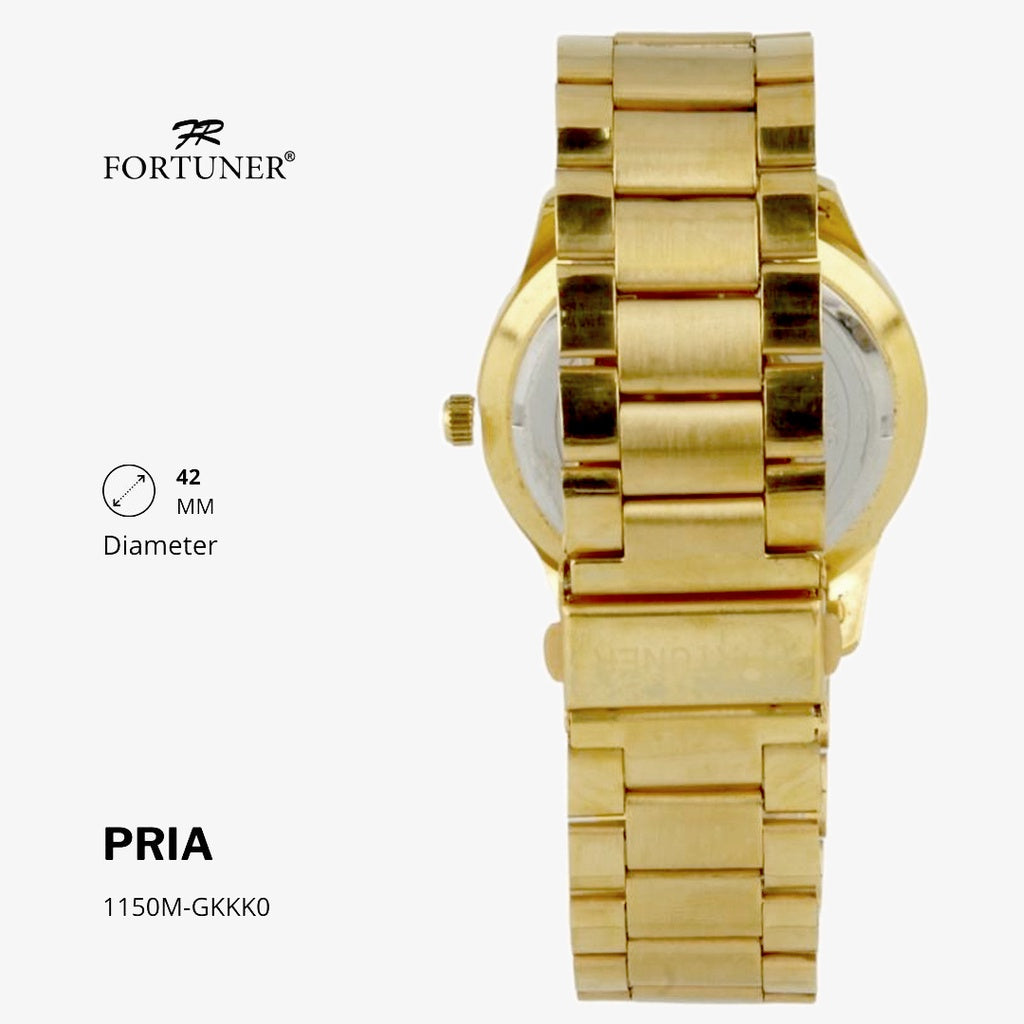 Fortuner Jam Tangan Analog Pria Water Resistant Rantai Stainless Gold Horacio