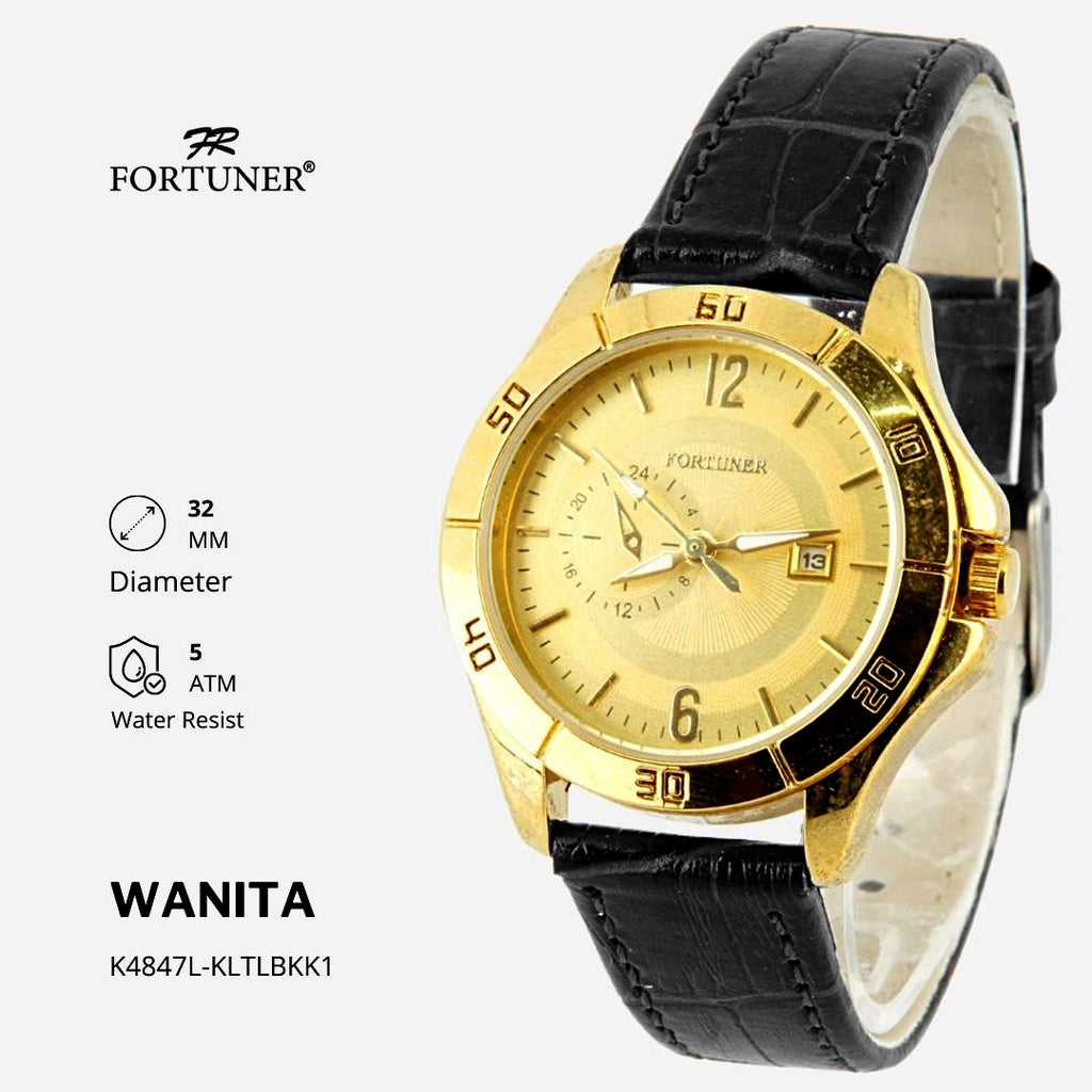 Fortuner Jam Tangan Analog Wanita Kulit Water Resistant Chrono Off Yosline