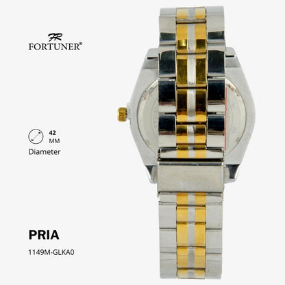 Fortuner Jam Tangan Fashion Pria Analog Water Resistant Rantai Stainless Silver Gold Hillel