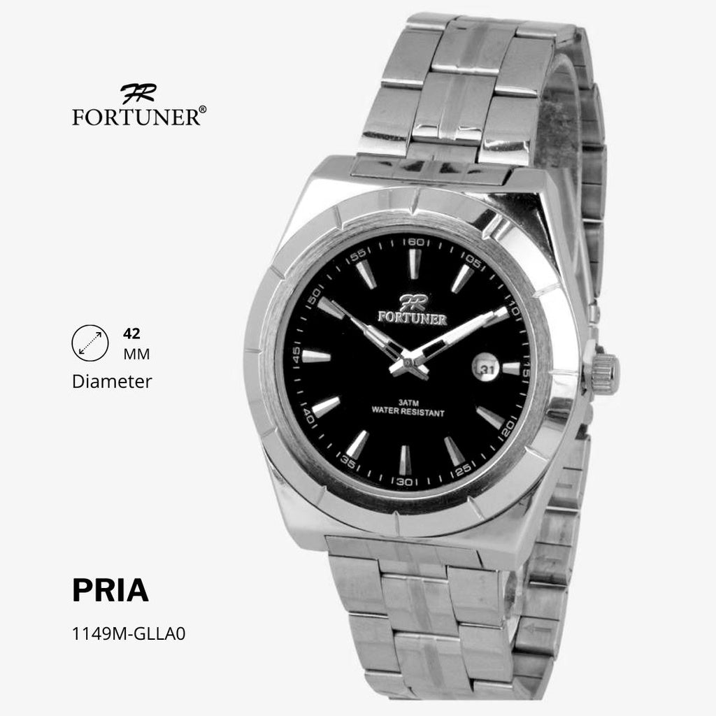 Fortuner Jam Tangan Fashion Pria Analog Water Resistant Rantai Stainless Silver Gold Hillel