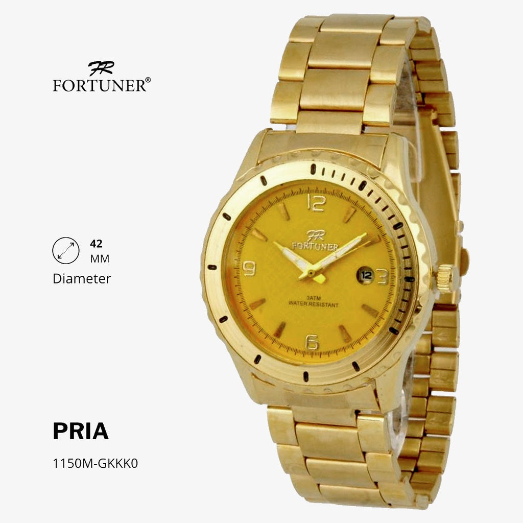 Fortuner Jam Tangan Analog Pria Water Resistant Rantai Stainless Gold Horacio