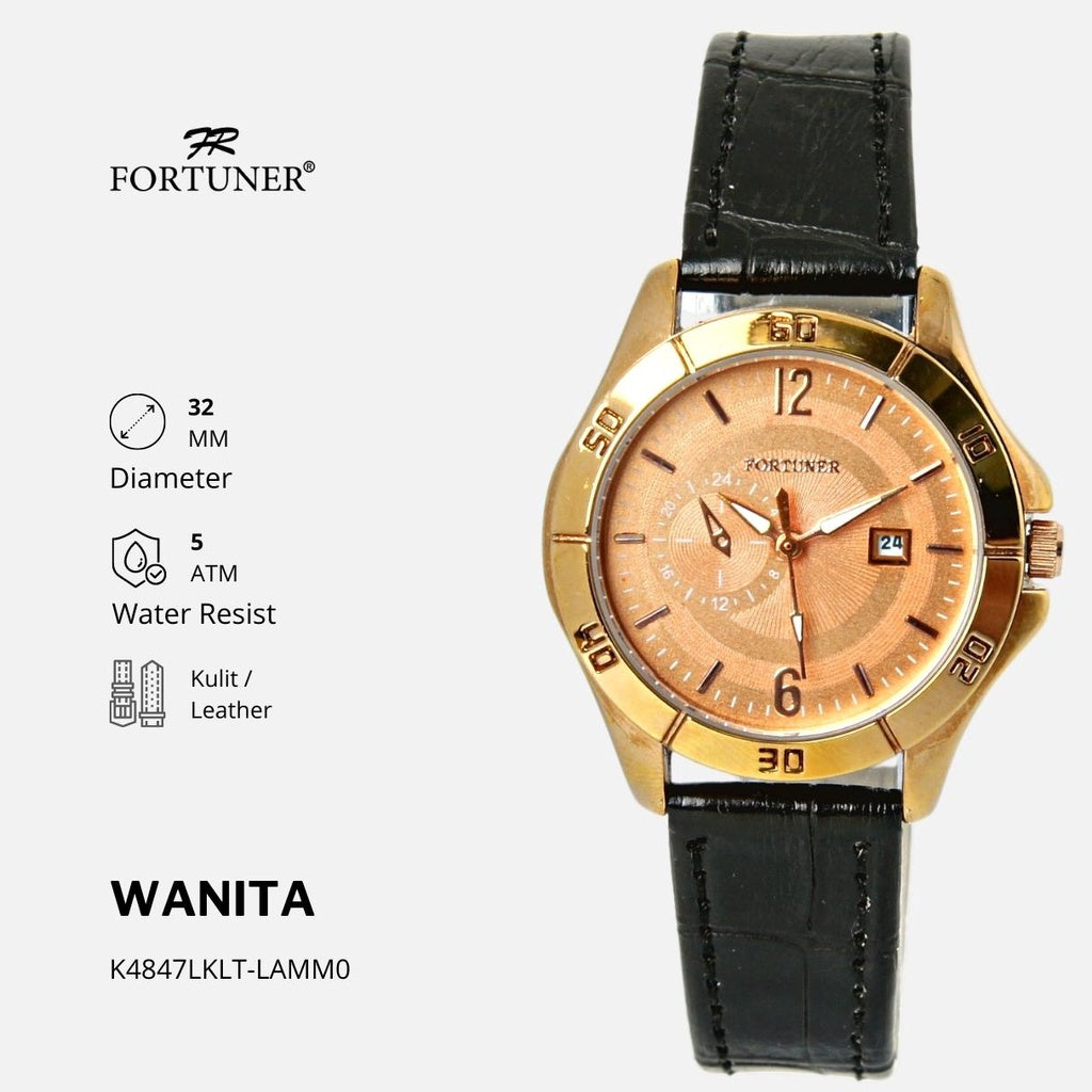 Fortuner Jam Tangan Analog Wanita Kulit Water Resistant Chrono Off Yosline